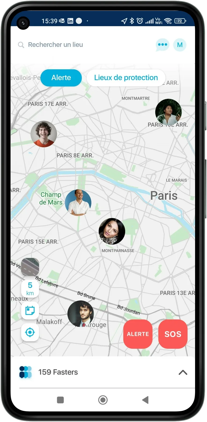 Fastority - écran de l'application